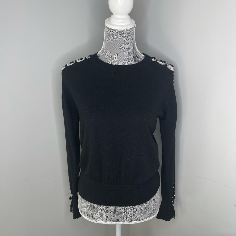 JONATHAN SIMKHAI Black Silver Rings Long Sleeve Shirt